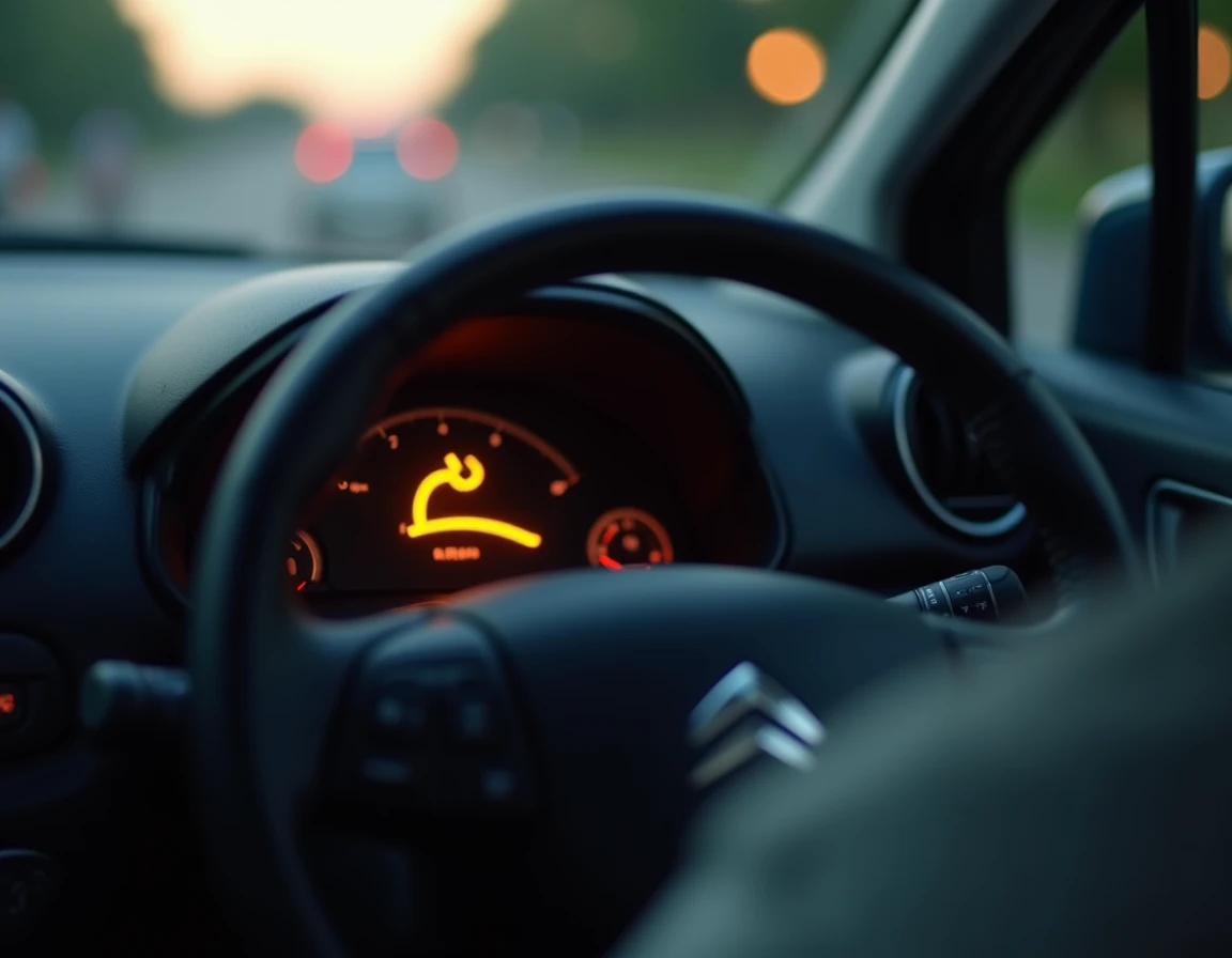 Voyant clé à molette allumé sur le tableau de bord d'une Citroën C3